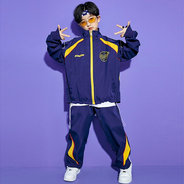 レーシングスーツ ネイビー ジャケット オシャレ 韓国 キッズ ダンス 衣装 スタジ...