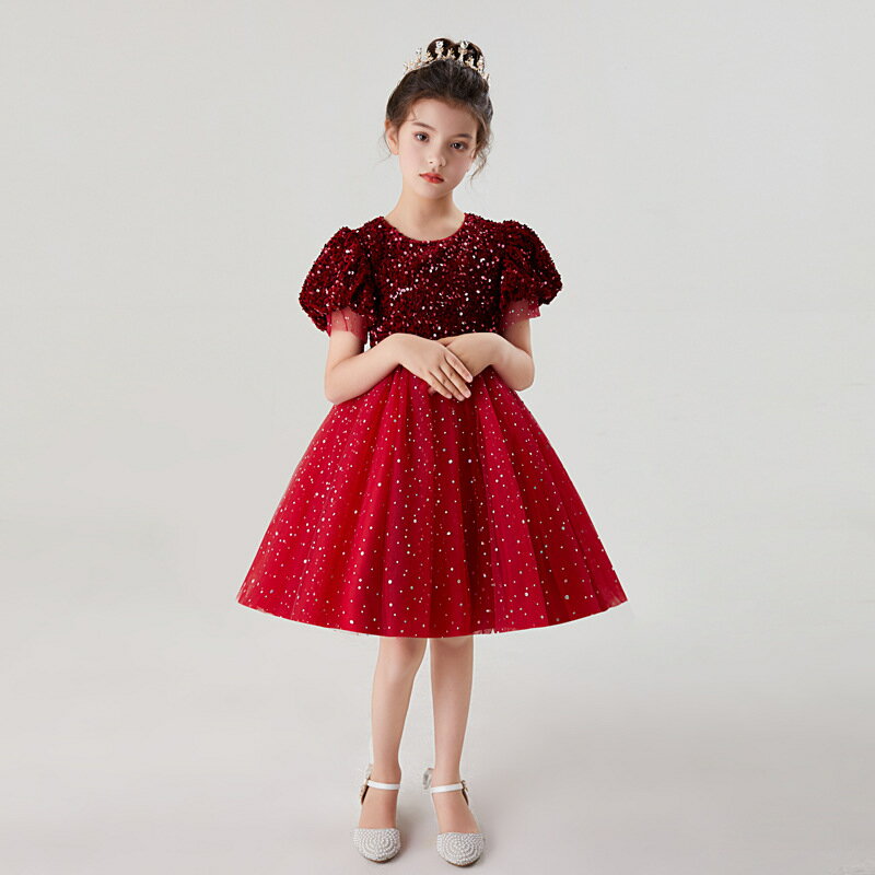キッズ ベビー ドレス 子供 ピアノ 発表会 子ども ドレス キラキラ スパンコール ワンピース ワインレッド グリーン 子供ドレス 発表会 ドレス 120cm 140 110 シンプル キッズ キッズドレス 子供 中学生 ワンピース 結婚式 フラワーガール 演奏会 130 150 キッズドレス