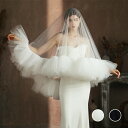 ウエディング ベール Wedding Veil ホワイト ブラック ミドルベール ウェディングベール ウエディングベール 被りベール チュール フリル 上品 華...