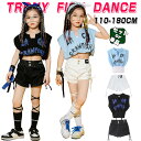 キッズ ダンス衣装 女の子 単品 セットアップ へそ出し tシャツ ショート丈 トップス 短パン ミニパンツ ブルー ブラック ホワイト ステージ衣装 韓国 カ...