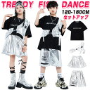 ブラック シルバー キッズ ダンス衣装 セットアップ 半袖 Tシャツ ベスト スカート ハーフパンツ キラキラ HIPHOP 女の子 男の子 子供服 チアリーダ...