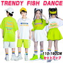 ホワイト グリーン キッズ ダンス衣装 セットアップ 男の子 女の子 半袖 Tシャツ スカート ハーフパンツ ゆったり 練習着 レッスン着 習い服 カッコイイ ...