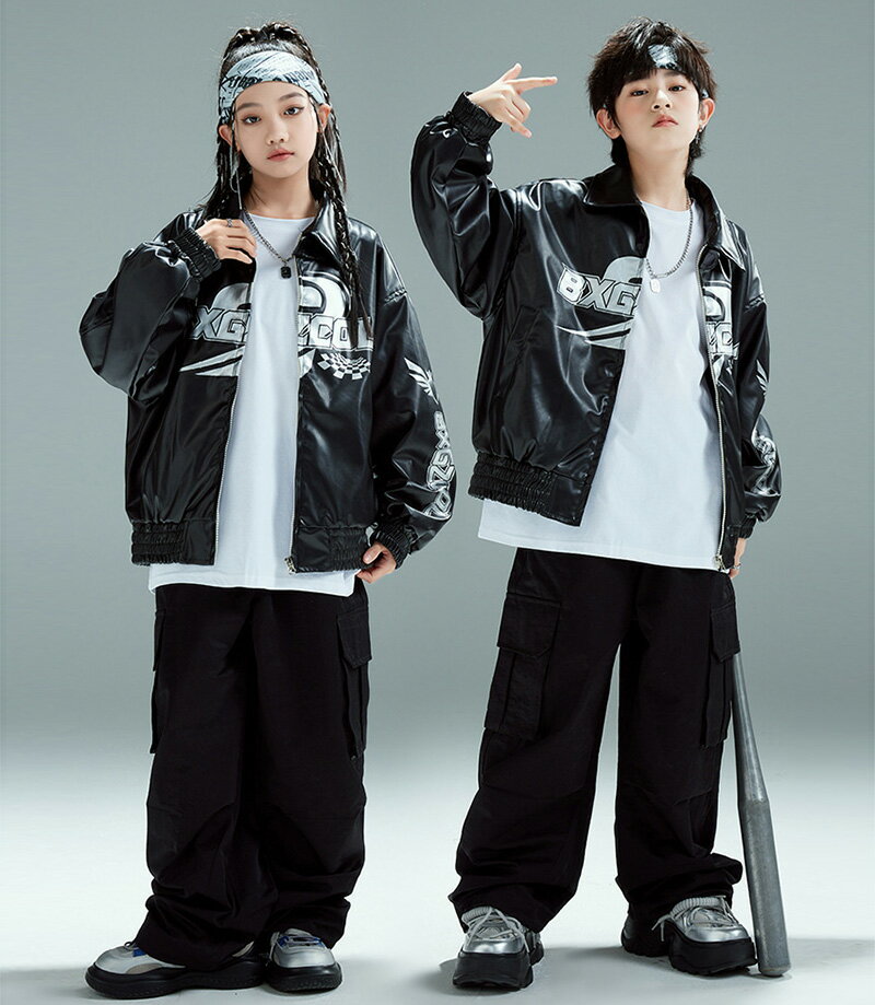 ブレザー ジャケット キッズ ダンス衣装 単品 セットアップ 女の子 男の子 長袖 ジャケット 黒パンツ カーゴパンツ ワイドパンツ ダボダボ ヒップホップ HIPHOP ロック ダンス衣装 Popping locking 舞台 ステージ衣装 派手 カッコイイ 演出服 団体服 応援団 発表会