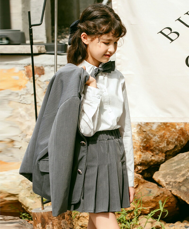 卒業式 フォーマル スーツ 卒服 女の子 リボン付き 大きいサイズ 小学校 女子 中高生 小学生 ジャケット スカート シャツ 3/4点セット グレー 子供スーツ 卒服 中学生 小学校 卒業式 フォーマル スーツ ジュニア 卒業式 結婚式 お受験 発表会 150 160 170