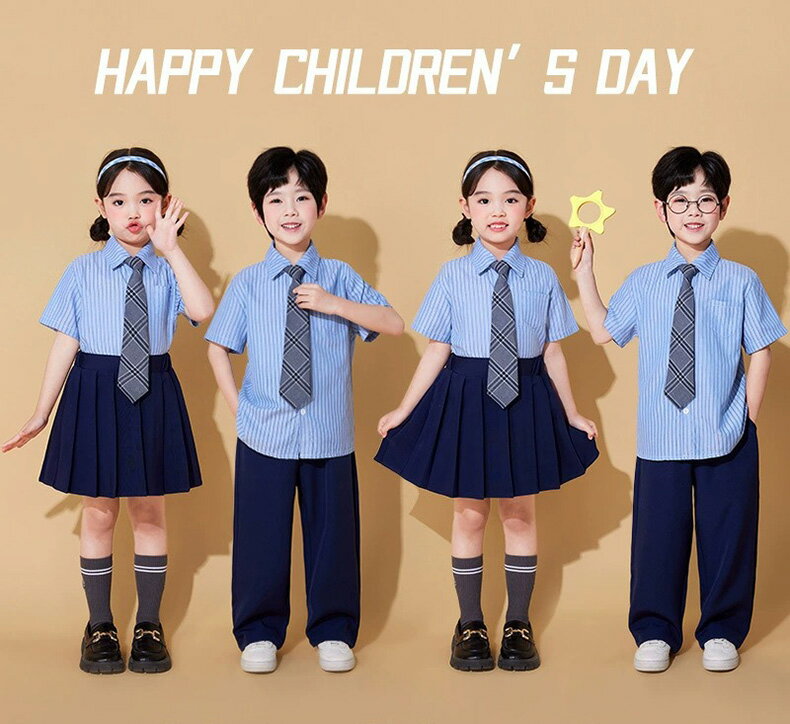 ブルー ネイビー ストライプ柄 ミニスカート チアガール キッズ ダンス衣装 子供服 可愛い 半袖シャツ プリーツスカート 短パン 長パン 女の子 男の子 HIPHOP JAZZ 幼稚園 合唱団 卒業式 応援団 発表会 舞台服 個性派 演出服 練習着 団体服 派手 ステージ衣装 100-180cm