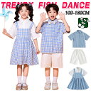 チェック柄 ワンピース ブルー チアガール キッズ ダンス衣装 子供服 可愛い 半袖シャツ 短パン ショーツ 女の子 男の子 HIPHOP JAZZ 幼稚園 合唱団 応援団 発表会 舞台服 個性派 K-POP 演出服 練習着 団体服 ステージ衣装 派手 100-180cm