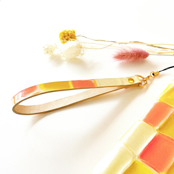 ストラップ 本革 レディース ステンドグラス 携帯ストラップ マルチストラップ レザー 携帯 スマホ キーホルダー パスケース 定期入れ リストストラップ 革 牛革 手帳型 スマホケース 落下防止 女性 エナメル 型押し