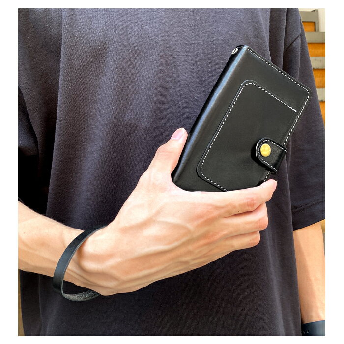 トレンディストーンのストラップ 本革 栃木レザー ナスカン付き マルチストラップ 携帯ストラップ レザー 携帯 スマホ キーホルダー パスケース 定期入れ リストストラップ 革 牛革 手帳型 スマホケース 落下防止 レディース メンズ こだわり親父｜アングル3