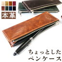 本革 ちょっとした ペンケース 筆箱 ヌメ革 牛ヌメ革 レザー ペン入れ コンパクト スリム 文具 筆記用具 ふで箱 収納 革 高級 ペン ケース