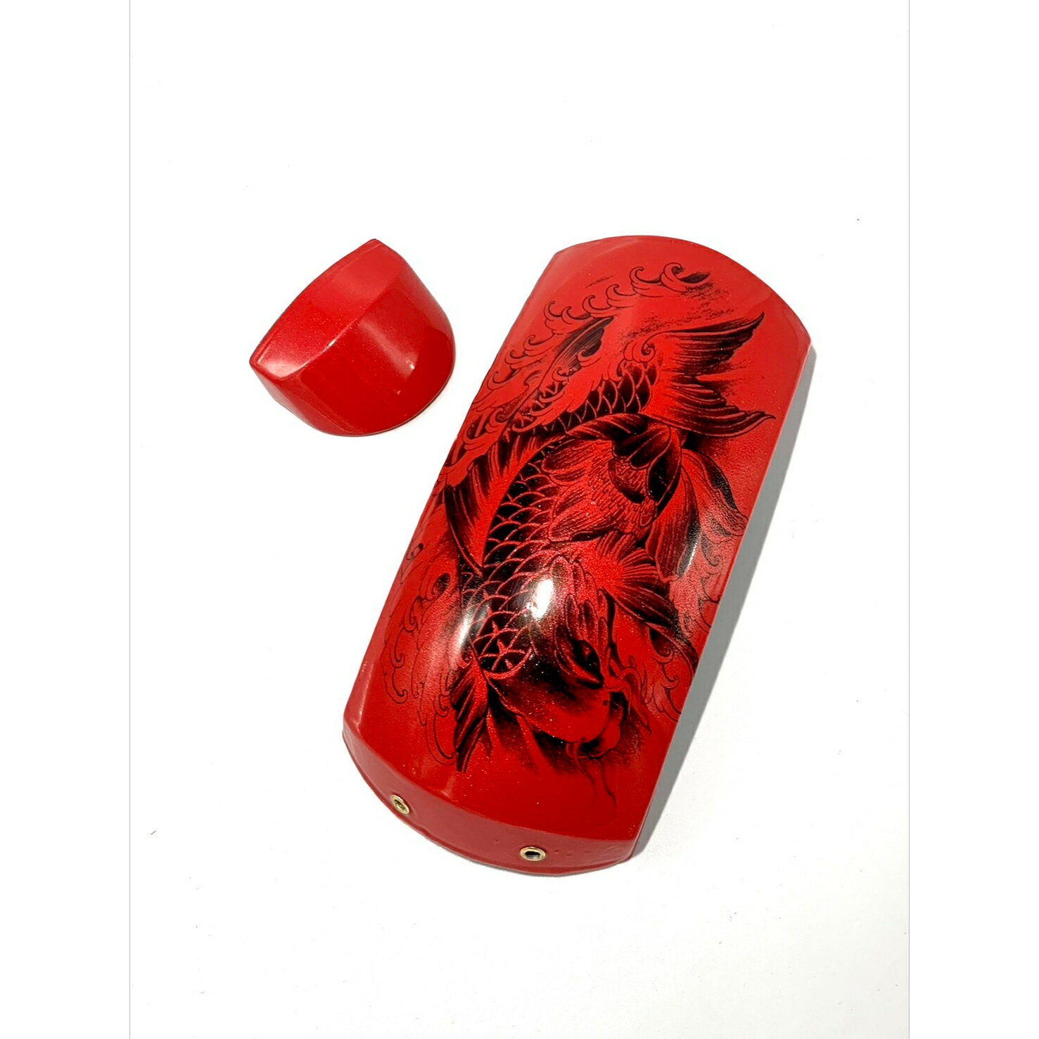 ≪アウトレット品≫津軽三味線用【 胴掛・天神セット メタリック 赤 鯉(紐付) 】胴掛け 胴掛け紐付き