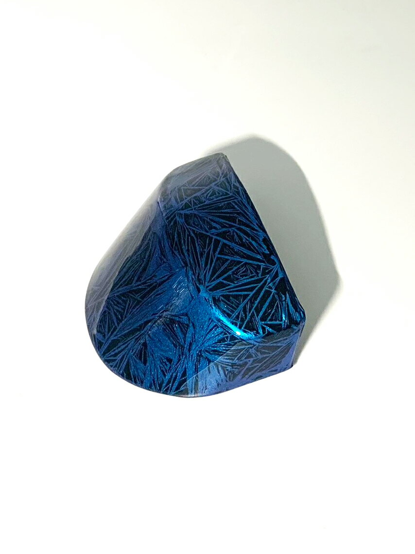 津軽三味線用【 胴掛・天神セット メタリック エアブラシ -結晶-青 (紐付) 】胴掛け 胴掛け紐付き