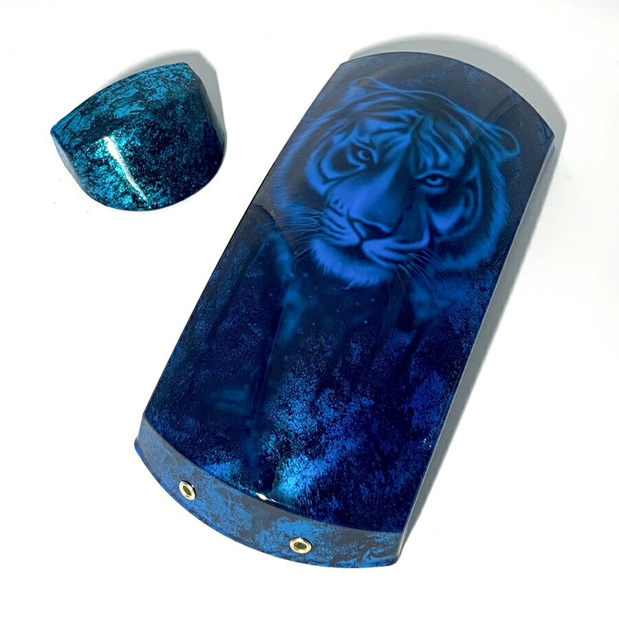 津軽三味線用【 胴掛・天神セット メタリック エアブラシ 虎(紐付) 】胴掛け 胴掛け紐付き