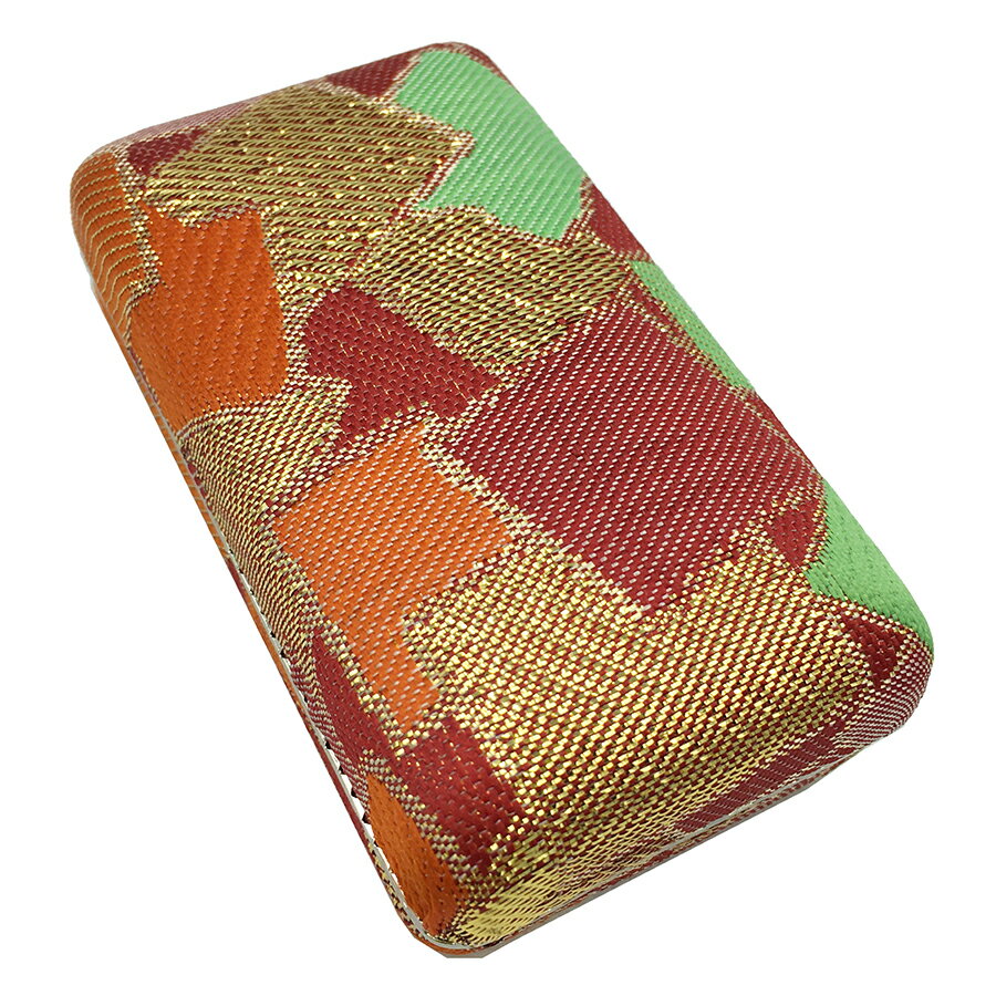 【 爪駒入れ 錦 中 】銀フチ有り 三味線 琴 箏 錦柄 中サイズ