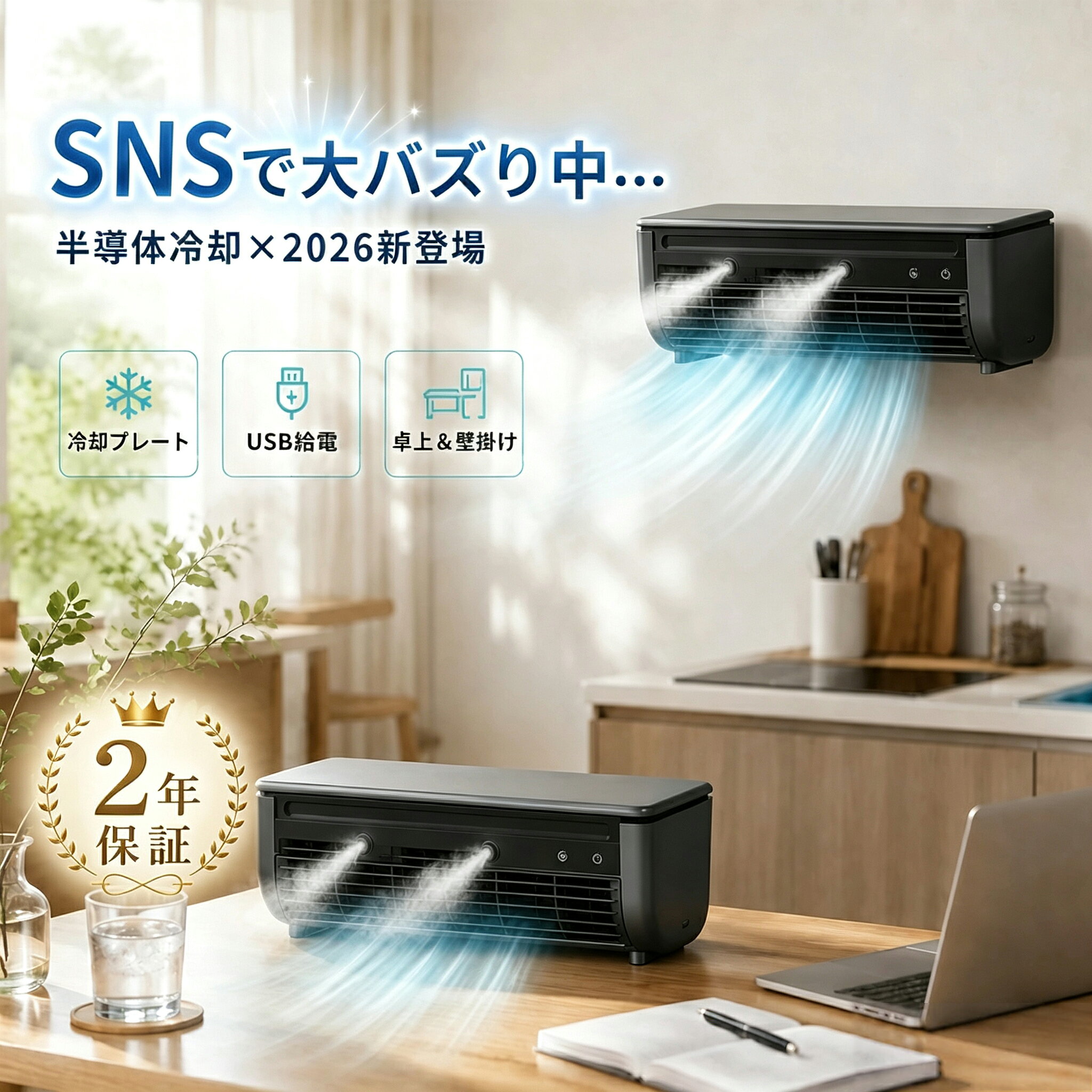 【期間限定10倍 ★SNSで大バズり中】ミニクーラー クールエアーミスト ポータブル冷風機 ミニエアコン 冷却ミスト 噴霧 冷房 モバイルエアコン 省エネ 静音設計 工事不要 卓上冷風扇 壁掛けエアコン キッチン 寝室 寮 車中泊 小型 お手入れ簡単 夏対策