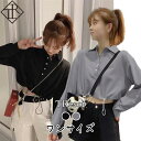 トレーナー トップス レディース スエット長袖 ロンT カットソー トップス シンプル 大きいサイズ 春 秋 冬 ショート丈 開襟 体型カバー 袖あり SNS映...