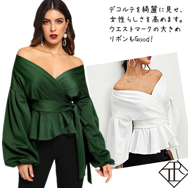トップス レディース 春 夏 秋 カットソー カシュクール 長袖 Tシャツ カジュアル ...