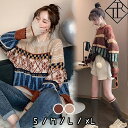 ニット レディース トップス 長袖 セーター トップス ニットセーター ゆったり ゆるニット 大きいサイズ おしゃれ クルーネック ノルディック柄 民族 ルーズ...