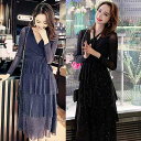 【6時間限定10%OFF!】大人可愛い 4段フレア ラメ入り Vネック ドレスワンピース お出かけ パーティー 結婚式