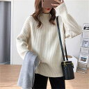 【5%OFFクーポン&P3倍】ニット レディース リブニットセーター セーター トップス レディース 長袖 カジュアル 秋冬 ニットソー カシミヤ風 ハイネック...