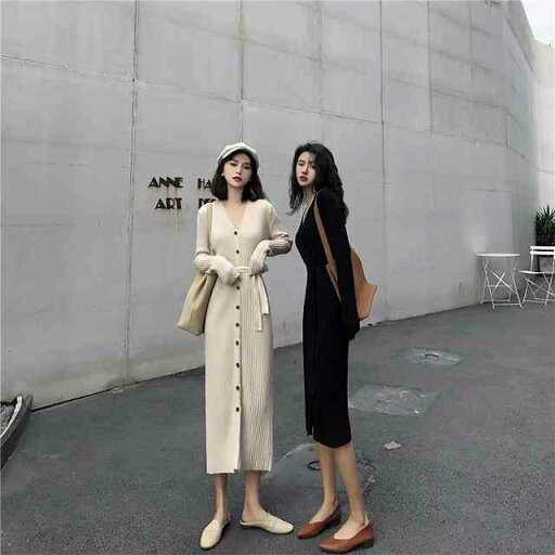 【6時間限定10%OFF!】ワンピース レディース ニットワンピース 秋冬 ロングワンピース 長袖 秋 ニット ワンピース 大きいサイズ フロントボタン Vネック 大人可愛い 可愛い おしゃれ カジュアル 普段使い Vネック ゆったり ゆるい ベルト付き