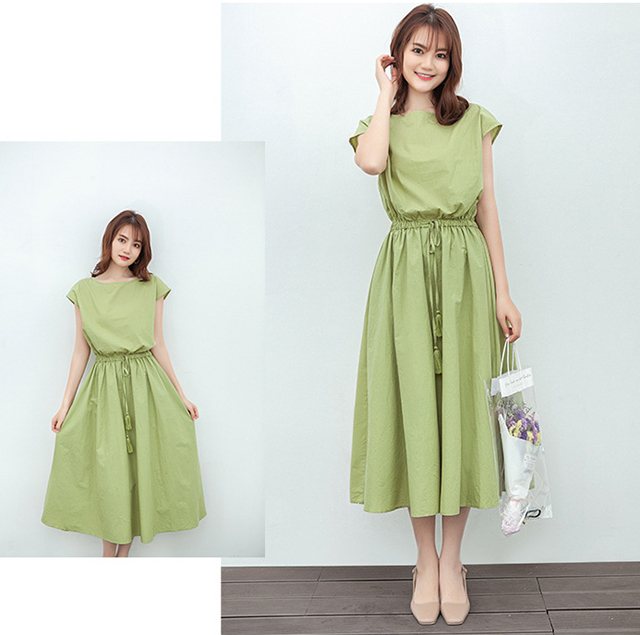 【4時間限定10％OFF!】ワンピース レディース ひざ丈 ワンピース カジュアル 長袖 大きいサイズ 春 夏 ワンピ リボン プリーツスカート シフォン ゆったり 体型カバー 脚長効果 お呼ばれ デート パーティー ロング パフスリーブ シャツワンピース 襟 単色のサムネイル