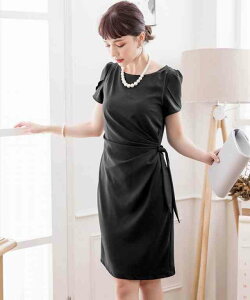 【10%offクーポン&P倍増】パーティードレス 結婚式 ドレス ワンピース ドレス 大きいサイズ フォーマル 二次会ドレス 演奏会 発表会 同窓会 謝恩会 お呼ばれレディース 大きいサイズ ミディアム チューリップ袖 膝丈 膝下 エレガント 袖付き 半袖 Iライン 大人可愛