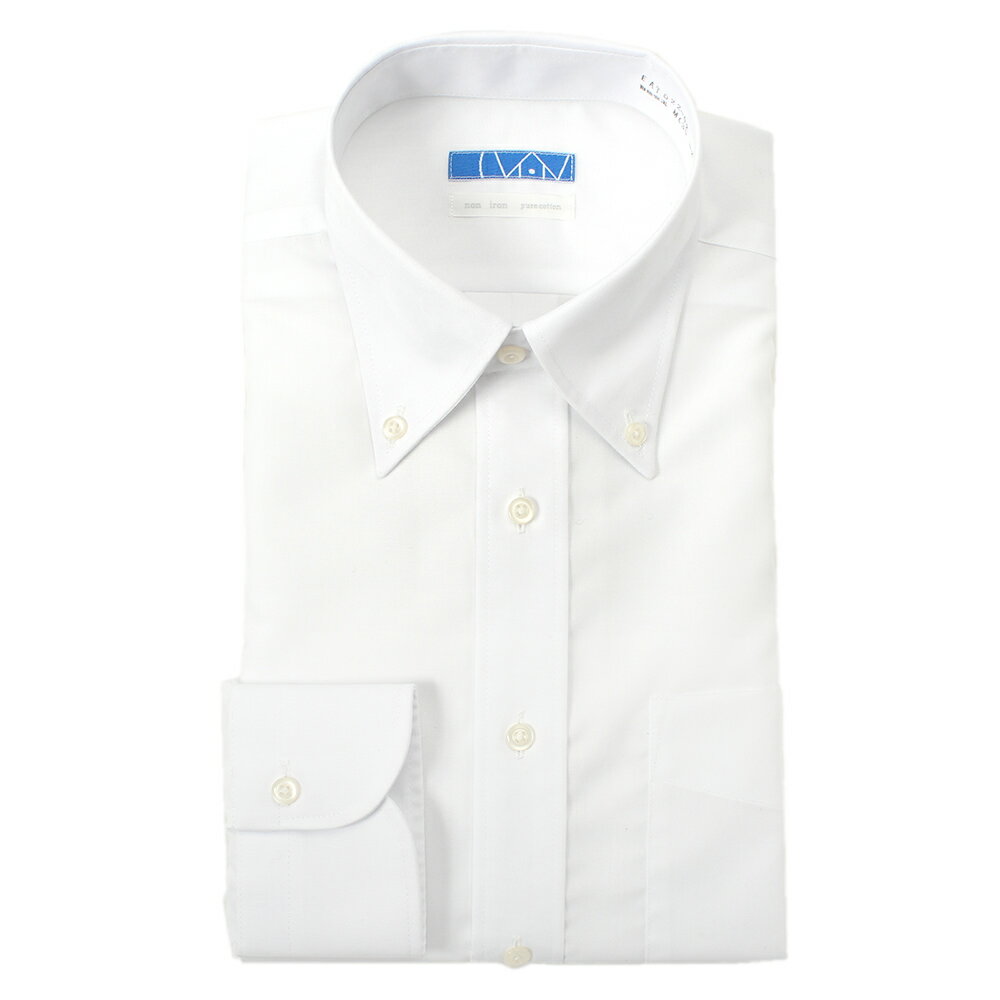 ワイシャツの常識を変える！ 綿100％ 高形態安定ワイシャツ DRESS CODE101 メンズ シャツ 紳士用 ボタンダウン イージーケア ノーアイロン 形態安定 コットン 綿 天然素材 白 ホワイト 無地 サイズ