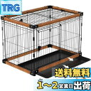 TSAYAWA 犬ケージ 犬サークル 中小型犬用 ペットサークル 屋根付き トレー付き ブラウン 幅77x奥行55x高さ60cm