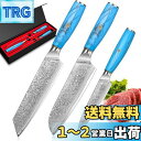 KyushuBlade 包丁3本セット 【三徳包丁+牛刀包丁+ペティナイフ】 プロ用シェフナイフ, キッチン用万能包丁. 手打ち鍛造ダマスカス模様 両刃包丁 左...