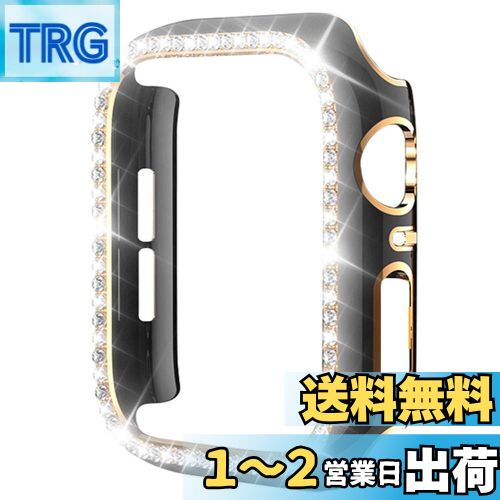 Miimall 対応Apple Watch1/2/3 保護ケース アップルウォッチ 38mm 専用カバー 傷防止 ラインストーン お洒落 キラキラ 超簿軽量 装着簡単 PC材質 Apple Watch 3 保護バンパー(38mm|縁:ゴードルxブラック)
