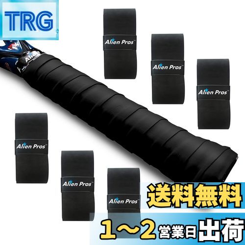 Alien Pros テニスラケットグリップテープ（6グリップ）− プレカット、ドライタイプのテニスグリップ − テニスオーバーグリップテープ、テニスラケット − ラケットに巻いて、高性能にしましょう（6グリップ,ブラック）