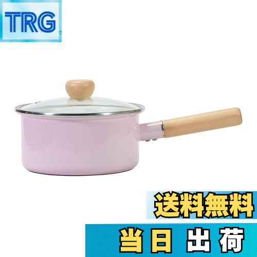 【送料無料】ベストコ 片手鍋 ソースパン ホーロー 18cm ピンク ガラス蓋付 IH オール熱源対応 NQ-0112 カリーノ