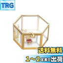 Feyarl ジュエリーボックス ジュエリー入れ リングピロー ジュエリー収納 ガラスボックス 六角形 ゴールド 7.5cm