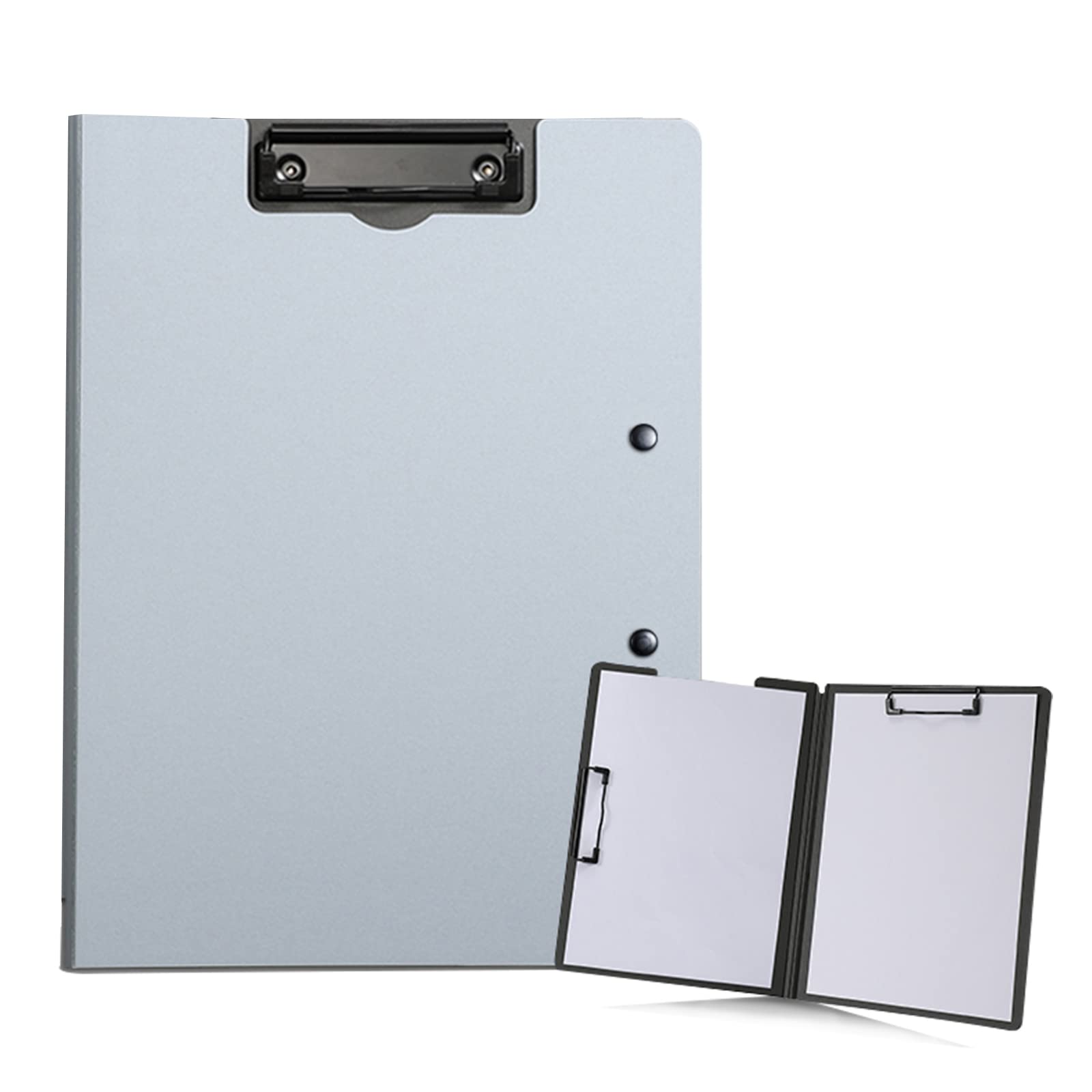 【送料無料】ALLMIRA バインダー a4 2つ折り クリップボード 二つ折り クリップファイル 両面 ダブルクリップ 折りたたみ おしゃれ ふたつ折り (グレー 1個入り)