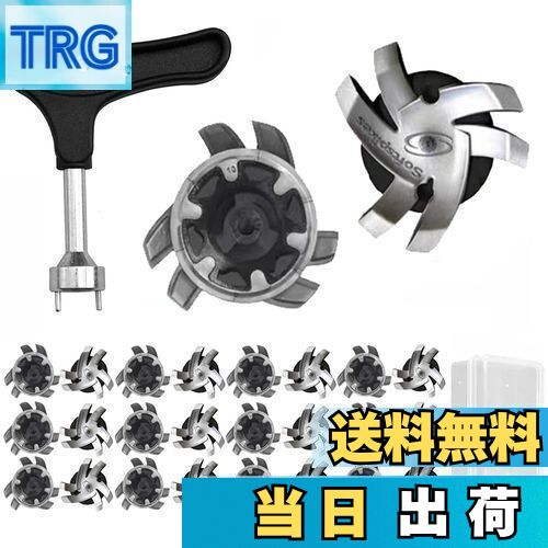 【送料無料】QuickYen フットジョイ スパイク鋲 交換 24個セット スパイク ゴルフ 鋲 交換用スパイク鋲 ゴルフシューズ靴鋲 滑り止め 簡単脱着 収納ボックス付属 (グレー+ゴルフスパイクレンチ) [並行輸入品]