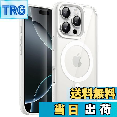 【送料無料】JETech iPhone 16 Pro Max 6.9インチ用 マグネット ケース MagSafeに対応 衝撃吸収 バンパーカバー ソリッドカラーマットTPUフレーム 傷つけ防止 クリアバック (ホワイト)