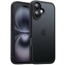 JETech iPhone 16 6.1インチ用 マットケース 耐衝撃性ミリタリーグレードの落下保護 つや消しの半透明背面 スマホカバー 指紋防止 (ブラック)