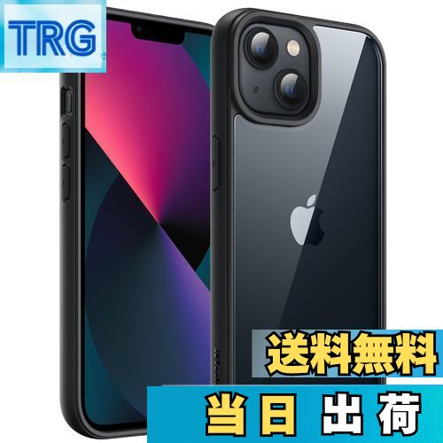 【送料無料】JETech iPhone 13 6.1インチ用 ケース 耐衝撃スマホバンパーカバー ソリッドカラー マットTPUフレーム 傷つけ防止 クリアバック (ブラック)