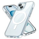 JETech iPhone 15 6.1インチ用 マグネット ケース MagSafe ワイヤレス充電対応 衝撃吸収 バンパーカバー 傷つけ防止 透明バック (ク...