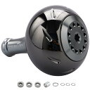 HEIGHTEN 45mm パワー リール ハンドル ノブ 4色 シマノ(Shimano) Bタイプ ダイワ(Daiwa) Lサイズ 通用 Aurora Series (ブラック&ガンメタル) (718)