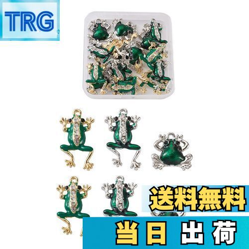 【送料無料】Beadthoven 蛙チャーム 18個/箱 グリーン 緑 カエル 合金エナメルペンダント ラインストーン付き かわいい 動物 アニマル チャームパ...