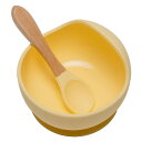 Wooden Teether ベビー用食器 吸盤ボウル シリコン スプーン付き 赤ちゃん 滑り止め 離乳食セット こぼれ防止 ひっくり返し防止 電子レンジ食洗器...
