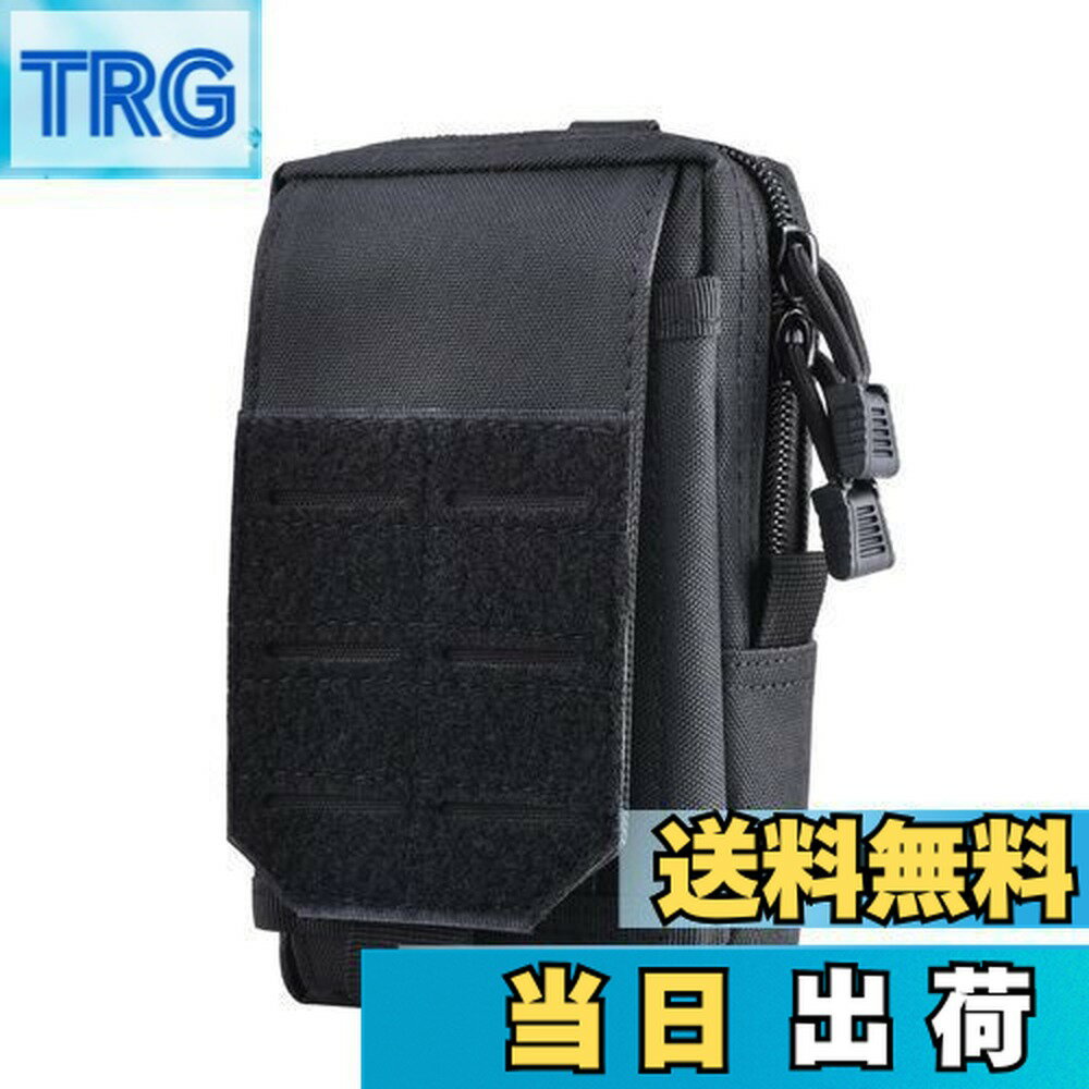 【送料無料】Azarxis スマホポーチ Molle対応 スマートフォン 手帳型 スマホケース モールシステム ユーティリティ EDCポーチ サバゲ- タクティカル ユーティリティポーチ (ブラック)