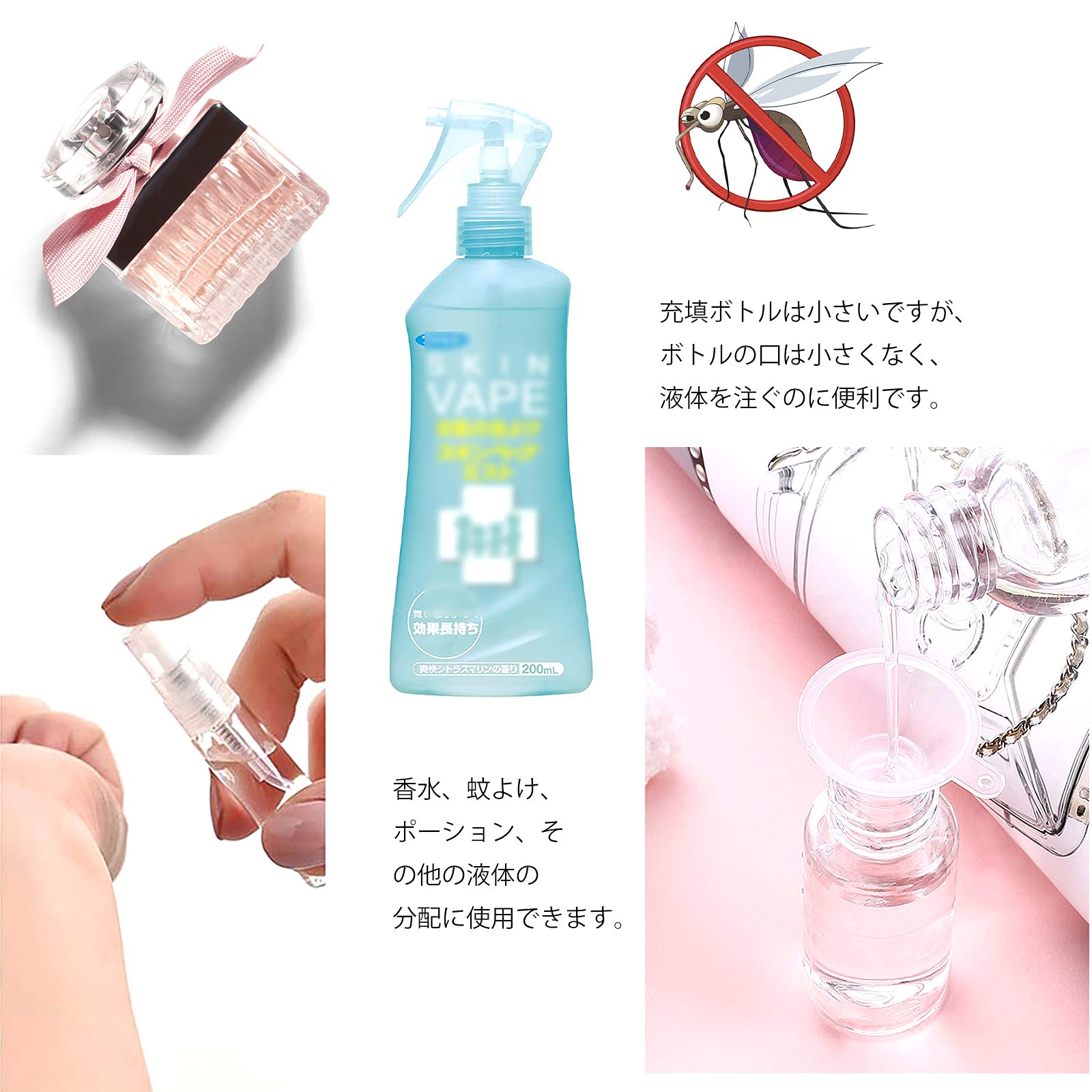 TRGの【送料無料】luckinsell 10ML スプレーボトル アルコール対応 霧吹き 小分けボトル 透明 出張 旅行用 詰替容器 化粧水 香水瓶 30個セット｜アングル3