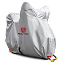 Rosefray バイクカバー 6L-BOX 210D 厚手 255cmまで対応 スマートサイズ 高機能 撥水 UVカット 大型 車体カバー 耐候性 収納袋付き(シルバー)