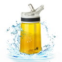 AceCamp BPAフリー 子供 水筒 プラスチック、ストロー付き、TRITAN製 クリアウォーターボトル 350ml、イエロー