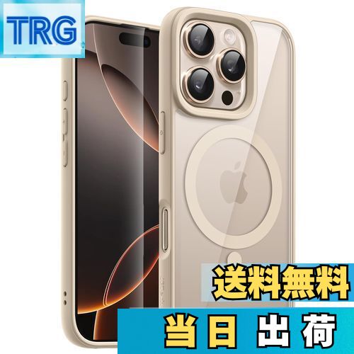 JETech iPhone 16 Pro 6.3インチ用 マグネット ケース MagSafeに対応 衝撃吸収 バンパーカバー ソリッドカラーマットTPUフレーム 傷つけ防止 クリアバック (デザートチタニウム)