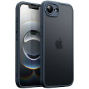 JETech iPhone 16e 6.1インチ2025用 マットケース 耐衝撃性ミリタリーグレードの落下保護 つや消しの半透明背面 スマホカバー 指紋防止 (ストームブルー)