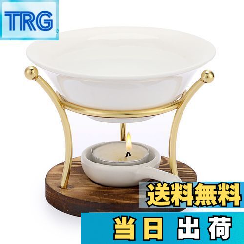 【送料無料】Sumnacon アロマ炉 アロマポット 陶器 スチール おしゃれ かわいい アロマバーナー アロマポット ろうそく アロマキャンドル ホルダ ー 金色 木製ベース 3つのパー