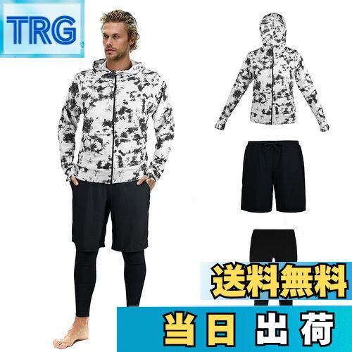 【送料無料】[ARMOTO] ラッシュガード メンズ 水着 長袖 パーカー レギンス サーフパンツ フィットネス [UVカット UPF50+・吸汗速乾] 水泳 水陸両用 大きいサイズ